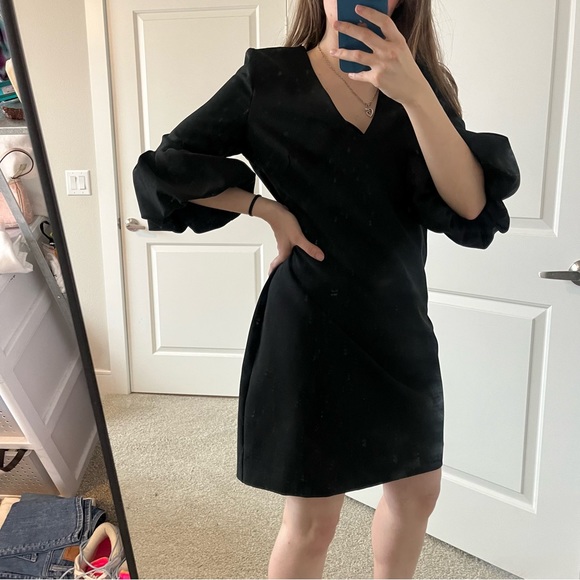 Milly Dresses & Skirts - MILLY Black Balloon Sleeve V Neck Dress